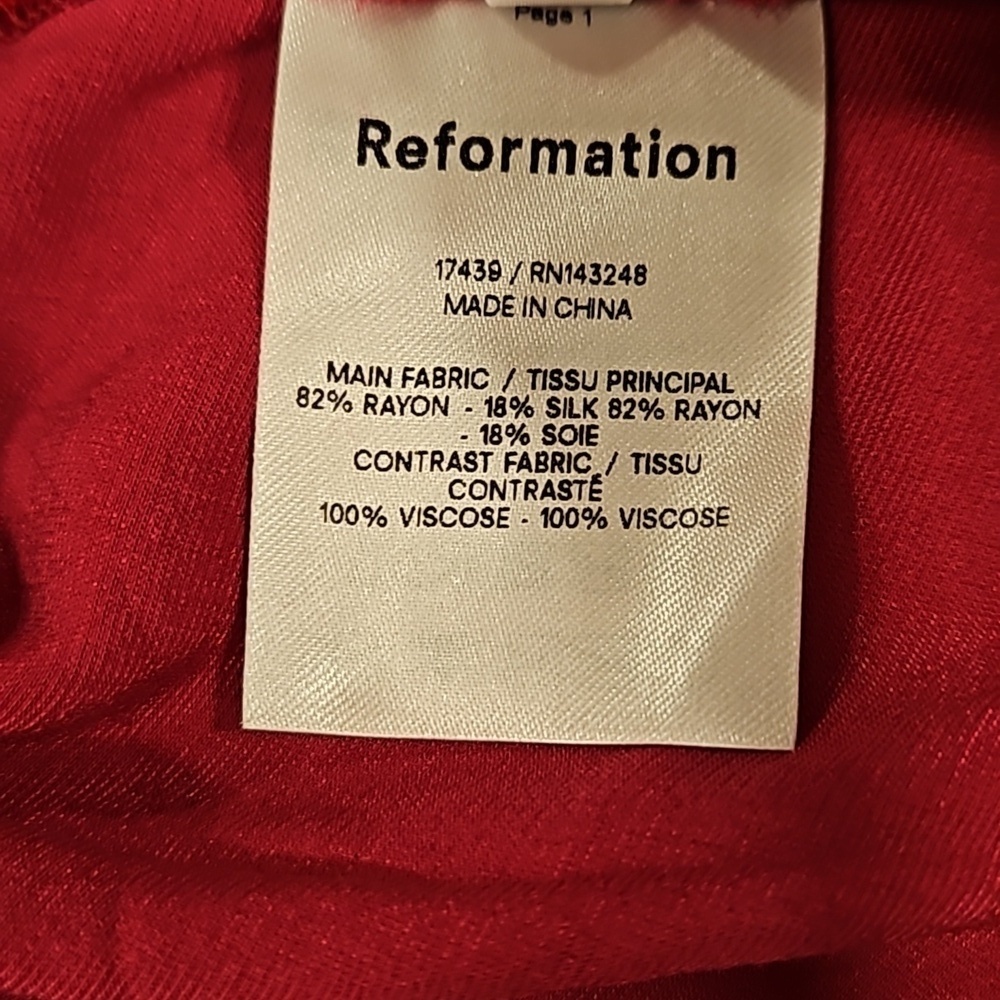 💕REFORMATION💕 Chestnut Velvet Babydoll Dress ~ Rhubarb Red 4 NWOT - Picture 14 of 14